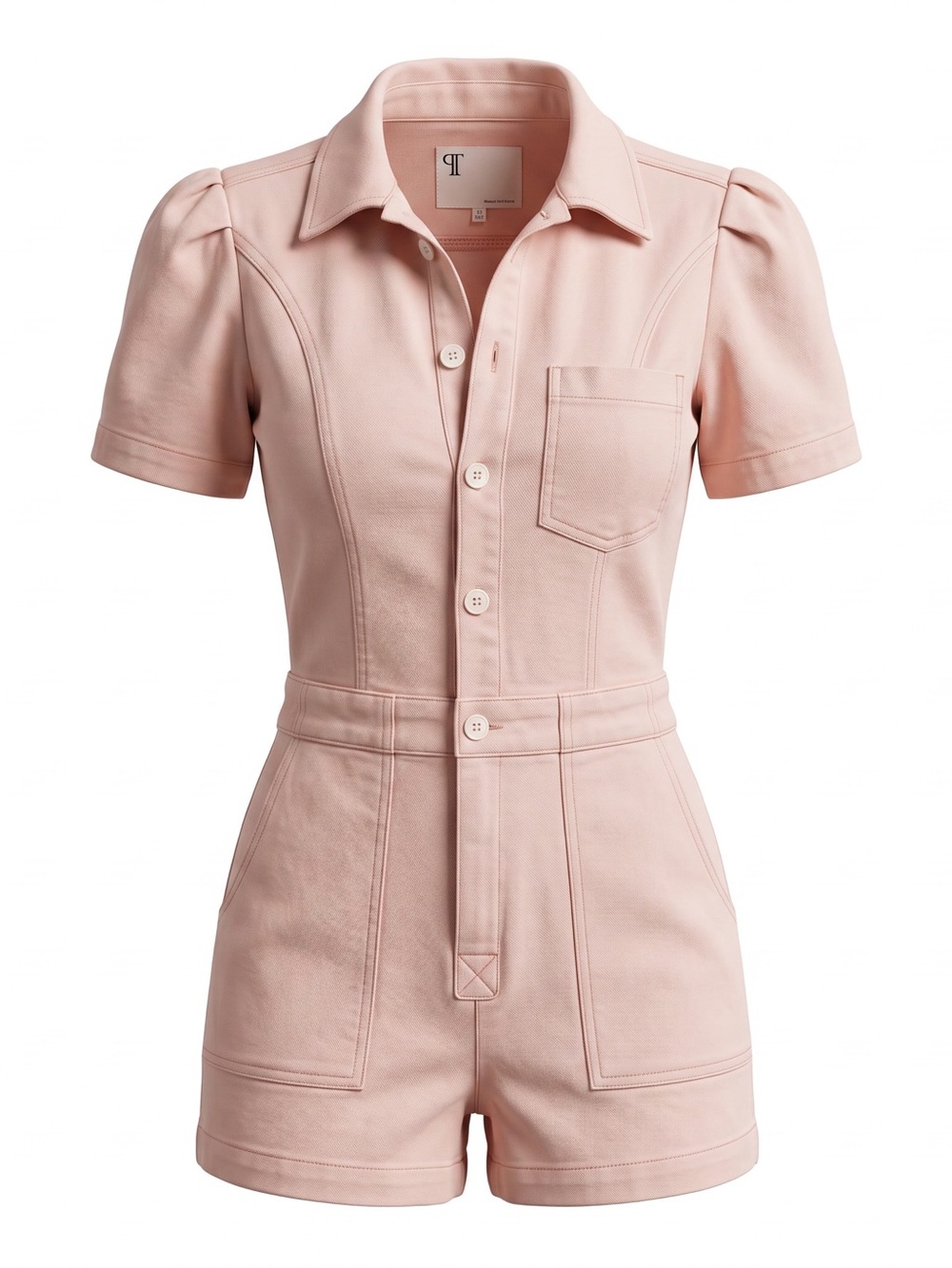 NWT Anthropologie Pilcro The Kit Denim Utility Romper Pink | Size 8